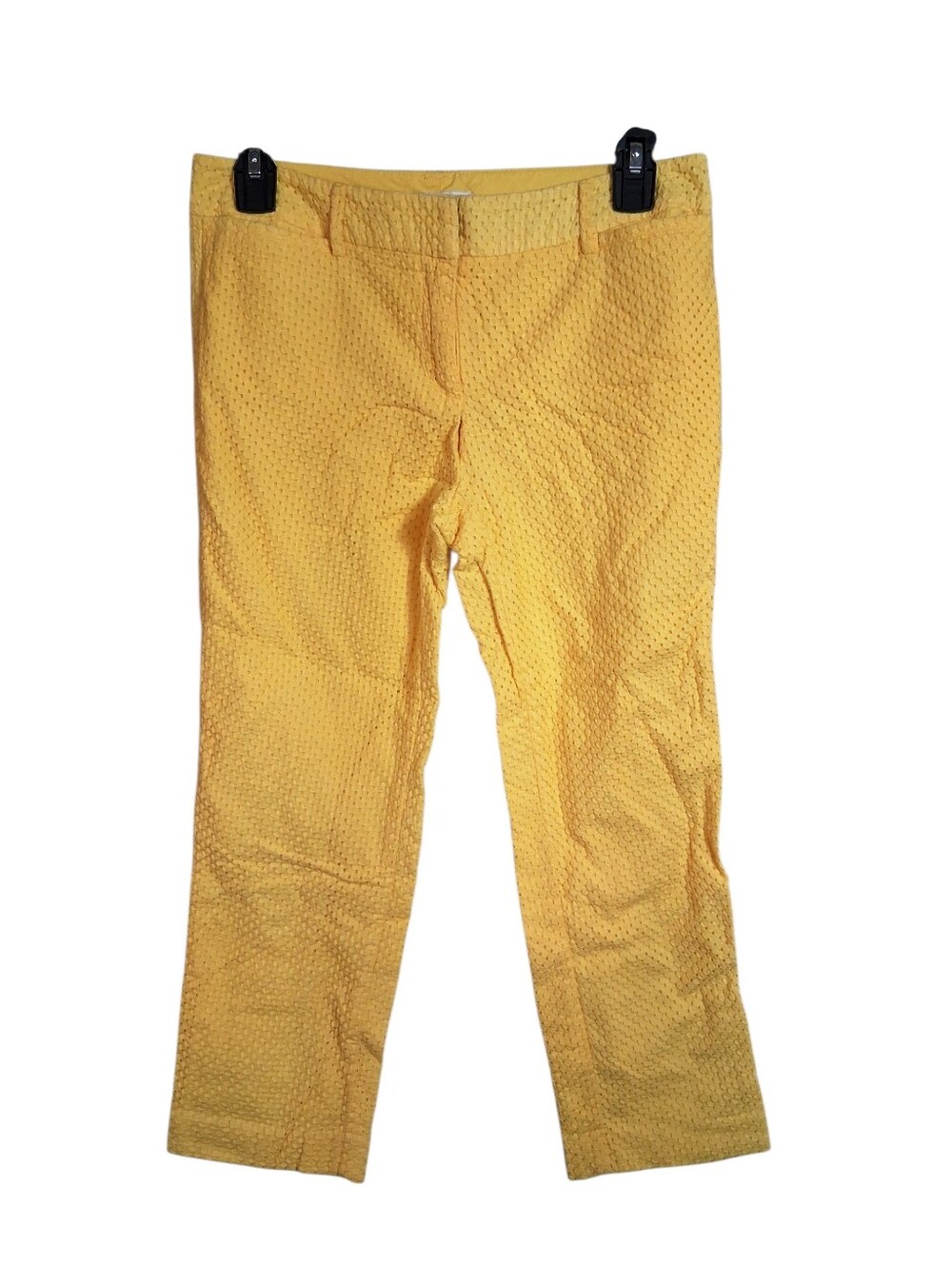New York & Company Yellow Textured Crop Pants Size 2 Women